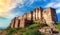 Mehrangarh Fort medieval stone architecture at Jodhpur Rajasthan, India at sunset