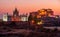 Mehrangharh Fort and Jaswant Thada mausoleum at sunset, Jodhpur, Rajasthan, India