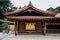 Meiji Jingu Shrine Shukueisha building with golden wood panel interior inside - Tokyo