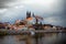 MeiÃŸen City in Saxony. City on the river. Elba. reflection in water. Cathedral