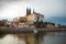 MeiÃŸen City in Saxony. City on the river. Elba. reflection in water. Cathedral