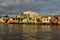 Mekong river delta. Riverfront houses and shacks