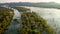 Mekong River when monsoon rains create  water and cover the vast area of land