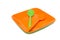 Melamine orange and green dish spoon set on white