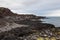 Melancholic Iceland landscape with black volcanic.