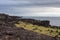 Melancholic Iceland landscape with dark volcanic.