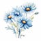Melancholic Symbolism: Blue Daisy Bouquet Watercolor Illustration