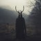 Melancholic Symbolism: A Man With Horns In A Dark Wilderness