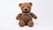 Melancholic Tone: Knitted Teddy Bear Toy On White Background