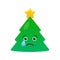 Melancholy christmas tree isolated emoticon