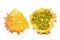 Melano or kiwano melon on white background