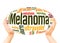 Melanoma - skin cancer word hand sphere cloud concept