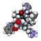 Melanotan II synthetic tanning drug molecule. 3D rendering.  Not approved as drug.  Atoms are represented as spheres with