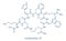 Melanotan II synthetic tanning drug molecule. Not approved as drug. Skeletal formula.