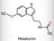 Melatonin molecule, hormone that regulates sleep and wakefulness. Skeletal chemical formula