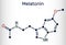 Melatonin molecule, hormone that regulates sleep and wakefulness. Skeletal chemical formula