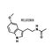 Melatonin structural chemical formula on white background