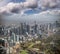 Melbourne aerial city view with Shrine of Remembrance and skyscrapers