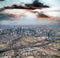 Melbourne aerial city view with skyscrapers, railway and interstate road