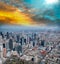 Melbourne aerial city view tall skyscrapers