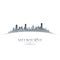 Melbourne Australia city skyline silhouette white background