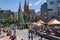 Melbourne, Australia - December 16, 2017: Almost Christmas at Federation Square. People gathering around huge beautiful Christmas.