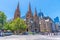 MELBOURNE, AUSTRALIA, DECEMBER 31, 2019: People are passing Saint Paul cathedral in Melbourne, Australia