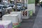 Melbourne, Australia - July 6th 2018: Temporary Anti-Terrorism Bollards in Place in Melbourne`s Flinders Street, Besides Federatio