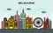 Melbourne City Tour Cityscape Skyline Colorful Illustration