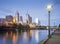 Melbourne Skyline Early Evening Illuminated