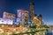 Melbourne Southbank at sunset. Beautiful city skyline