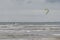 Melbystrand Sweden A kitesurfer practise his surfing skills close to beach with sand dunes