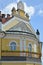 MELNIK, CZECH REPUBLIC. A fragment of the building of District court with the coat of arms of the Czech Republic