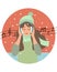 Melodic Escape: Girl Embracing Music in Flat Design, winter theme