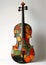 Melodic Masterpiece: A Vibrant Violin with a Fiery Back Bow Design, Inspired by Graffiti and Museum Art