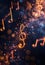 Melodic Symphony of Glowing Music Notes on Dark Background. Generative ai