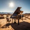 Melody Mirage: Grand Piano Echoes in the Desert Silence