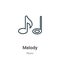 Melody outline vector icon. Thin line black melody icon, flat vector simple element illustration from editable music concept