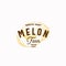 Melon Farm Abstract Vector Sign, Symbol or Logo Template. Hand Drawn Melon and Slice with Premium Vintage Typography