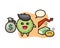 Melon illustration cartoon holding money sack