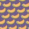 Melon slice seamless pattern on purple background with seed, Fresh cantaloupe melon