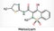 Meloxicam C14H13N3O4S2 molecule. It is a nonsteroidal anti-inflammatory drug NSAID. Skeletal chemical formula