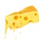 Melted piece of cheese in the air on a white background