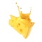 Melted piece of cheese in the air on a white background. 3d illustration