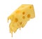Melted piece of cheese in the air on a white background. 3d illustration
