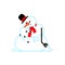 Melted snowman isolated. Winter is ending. End of Christmas. vector illustration