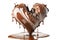 Melted Splashes chocolate in shape of love heart. Swirl Splashing isolated on white background. Transparent png. Generative ai