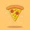 Melting Cheese Pizza Flat Cartoon Illustration