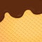 Melting chocolate with wafer background