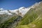 Melting Fee Glacier above the Saas-Fee village deep in Swiss Alps